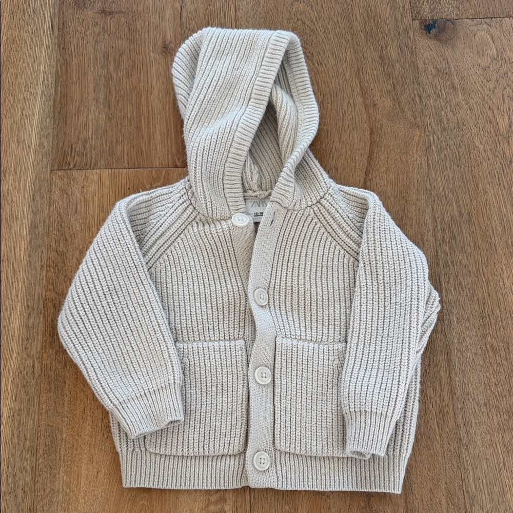 Kids Cozy Knit Hooded Cardigan